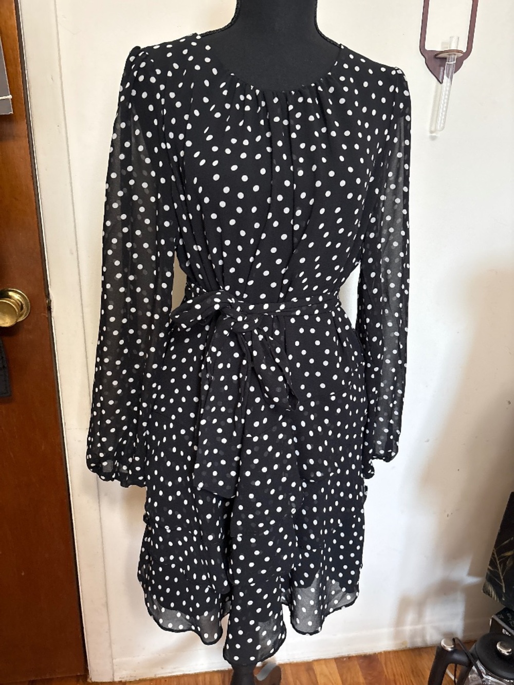 Express polka dot layered dress